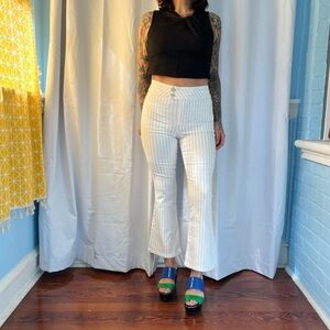 frame le hardy crop flare jeans white tan stripe size 26
saks fifth avenue